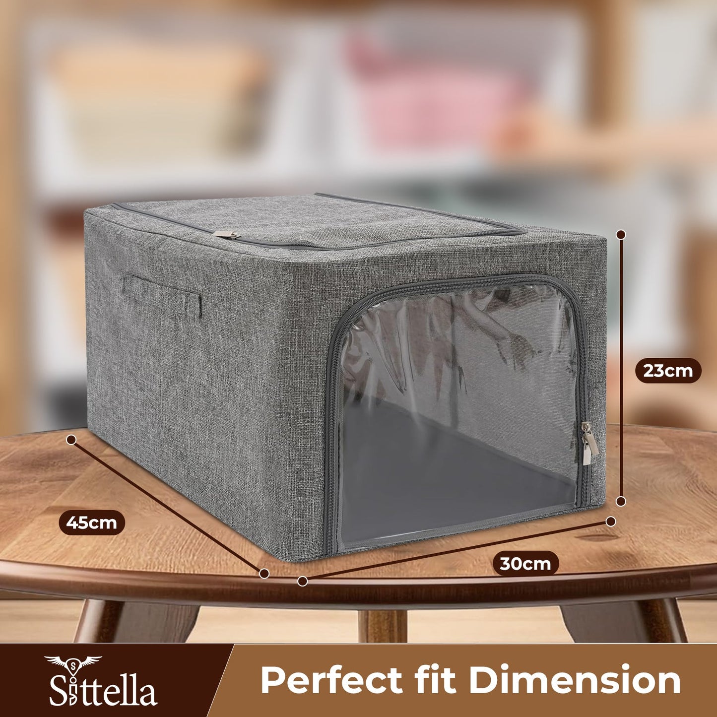 31L Double-Sided Zipper Storage Box – Foldable Organizer for Clothes & More (Grey)