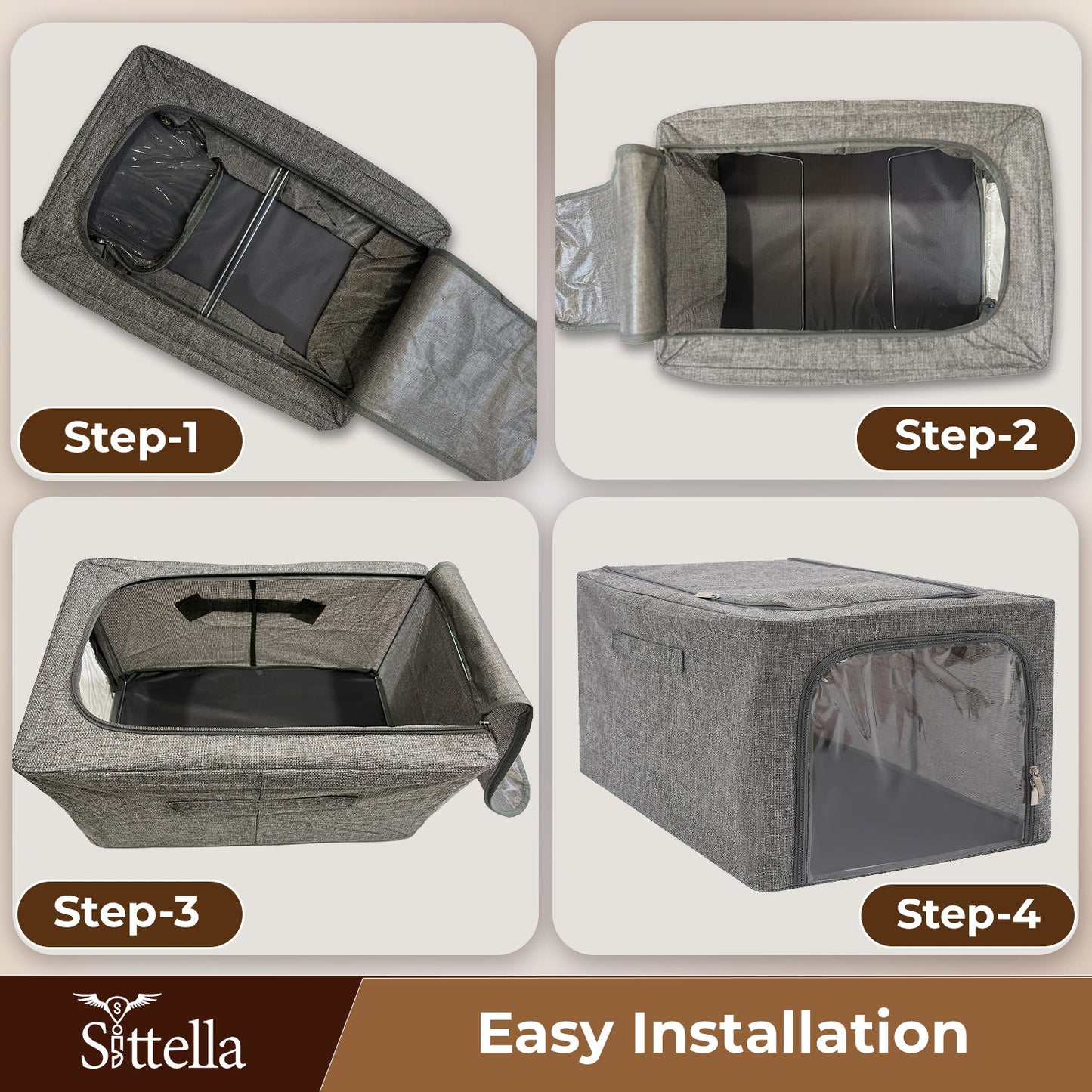31L Double-Sided Zipper Storage Box – Foldable Organizer for Clothes & More (Grey)