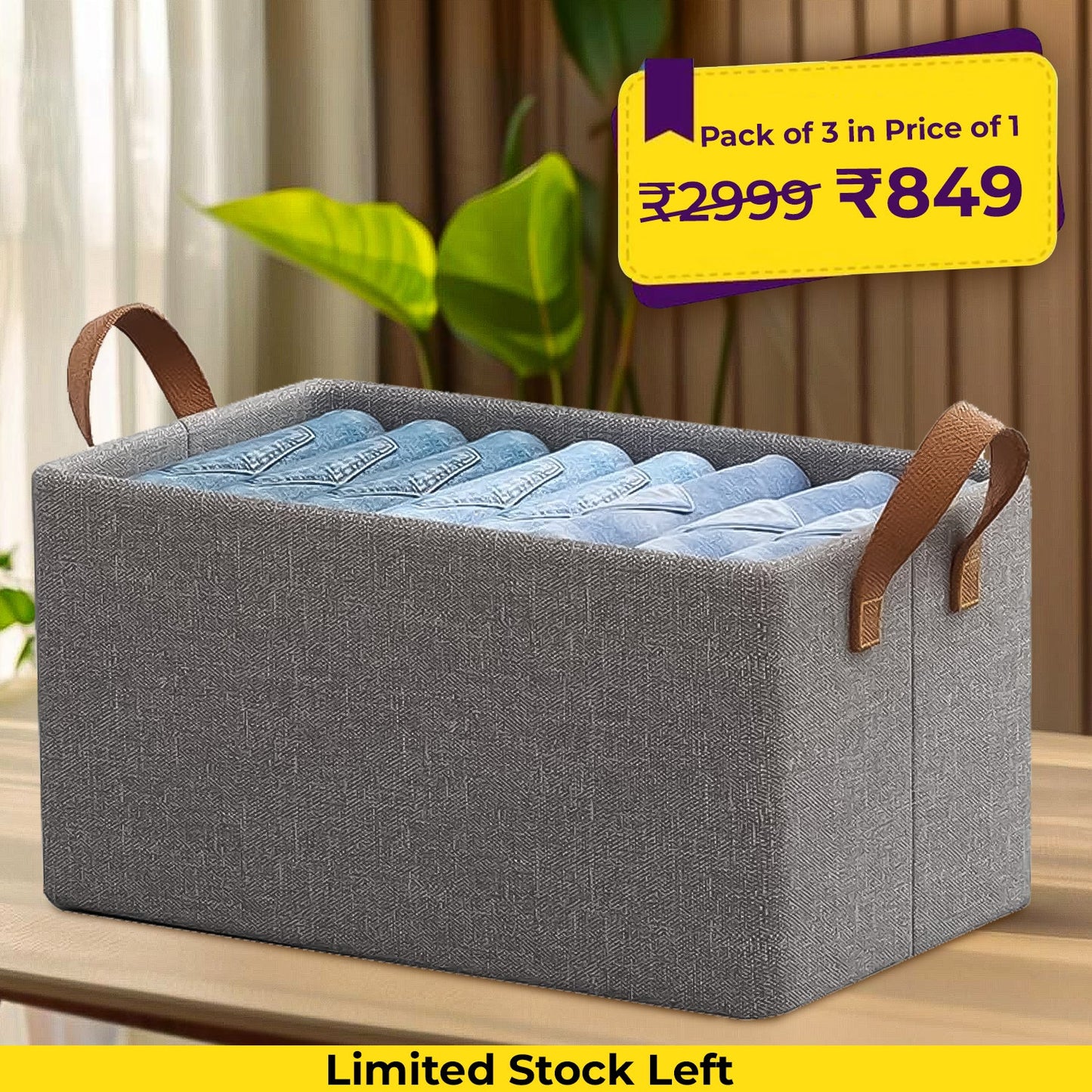 Foldable Wardrobe Organizer with Durable Handle